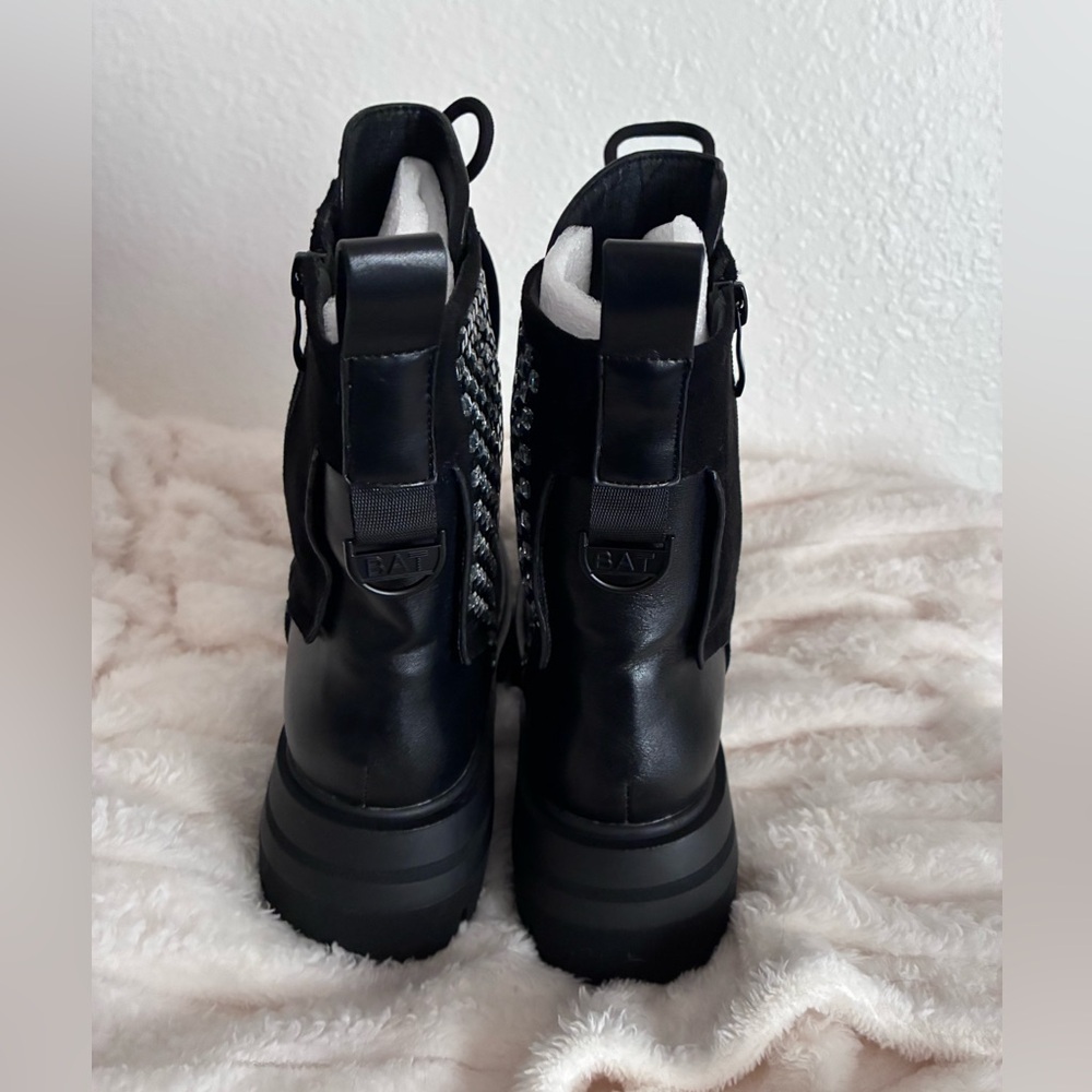 Black Combat Boots with Silver Studded Star Accent - Picture 4 of 5